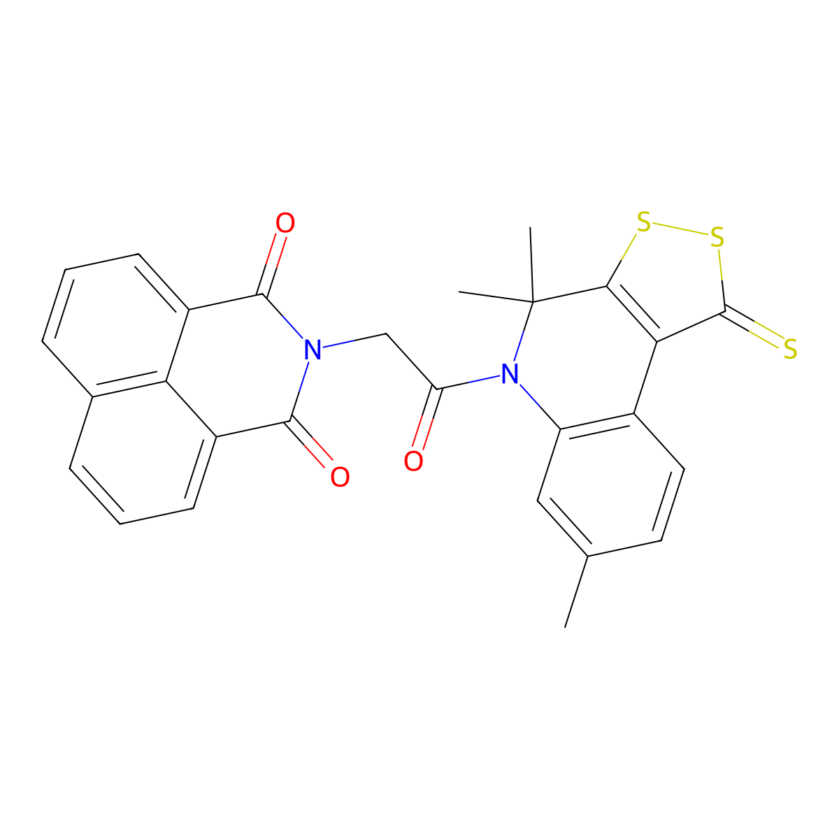2-[2-oxo-2-(4,4,7-trimethyl-1-thioxo-1,4-dihydro-5H-[1,2]dithiolo[3,4-c]quinolin-5-yl)ethyl]-1H-benzo[de]isoquinoline-1,3(2H)-dione molecular structure, CAS 331973-51-4