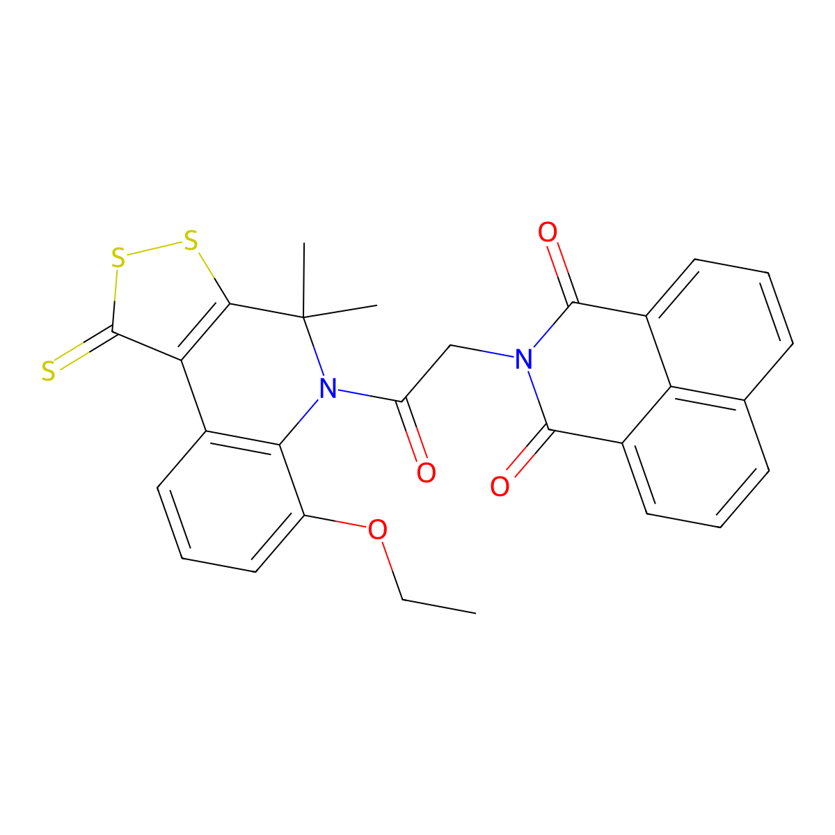 2-[2-(6-ethoxy-4,4-dimethyl-1-thioxo-1,4-dihydro-5H-[1,2]dithiolo[3,4-c]quinolin-5-yl)-2-oxoethyl]-1H-benzo[de]isoquinoline-1,3(2H)-dione molecular structure, CAS 331973-53-6