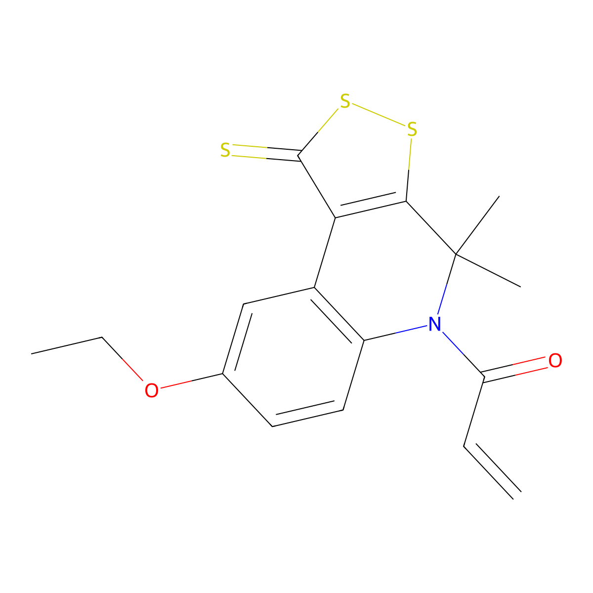 1-(8-ethoxy-4,4-dimethyl-1-thioxo-1,4-dihydro-5H-[1,2]dithiolo[3,4-c]quinolin-5-yl)prop-2-en-1-one molecular structure, CAS 331973-62-7