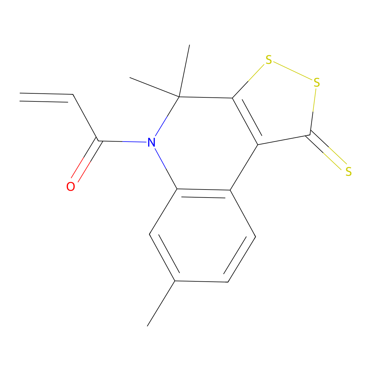 1-(4,4,7-trimethyl-1-thioxo-1,4-dihydro-5H-[1,2]dithiolo[3,4-c]quinolin-5-yl)prop-2-en-1-one molecular structure, CAS 331973-63-8