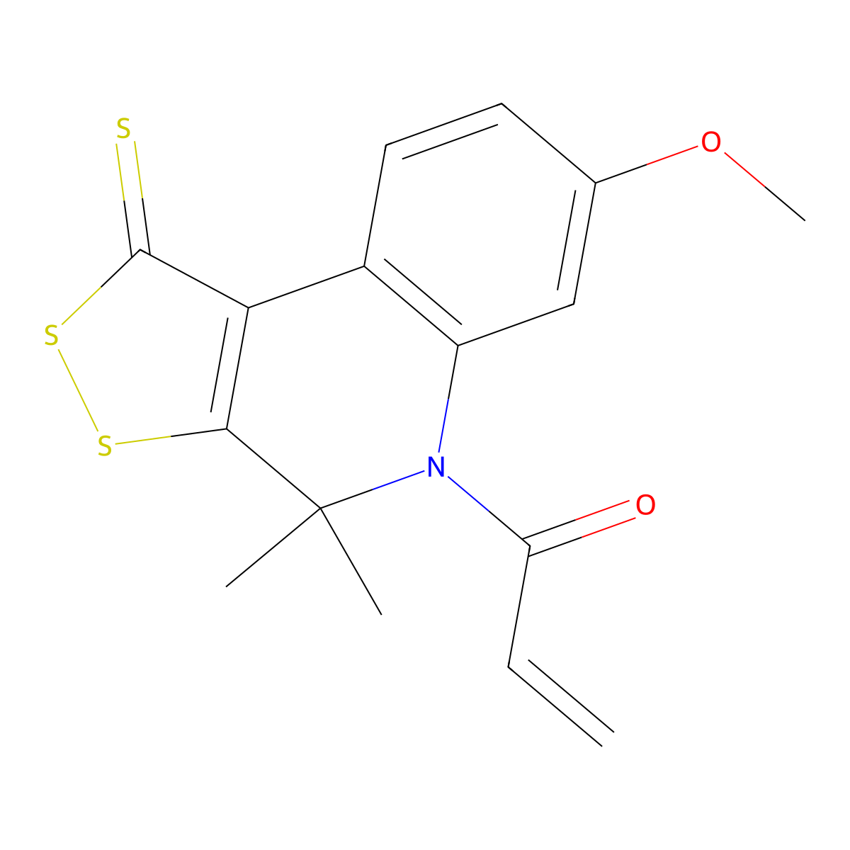 1-(7-Methoxy-4,4-dimethyl-1-sulfanylidenedithiolo[3,4-c]quinolin-5-yl)prop-2-en-1-one molecular structure, CAS 331973-64-9