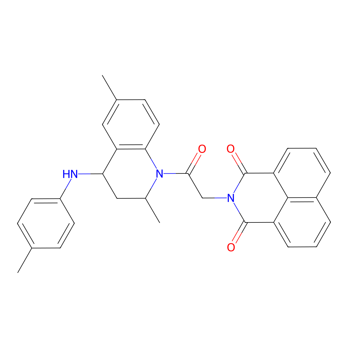 2-[2-[2,6-dimethyl-4-(4-methylanilino)-3,4-dihydro-2H-quinolin-1-yl]-2-oxoethyl]benzo[de]isoquinoline-1,3-dione molecular structure, CAS 331973-81-0