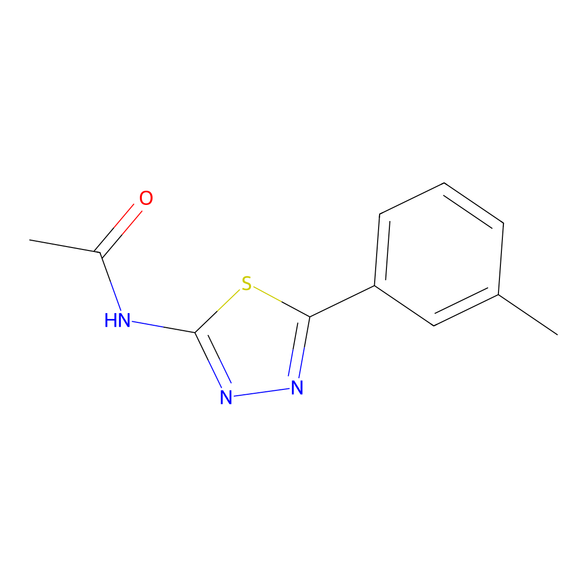 N-[5-(3-methylphenyl)-1,3,4-thiadiazol-2-yl]acetamide molecular structure, CAS 331975-71-4