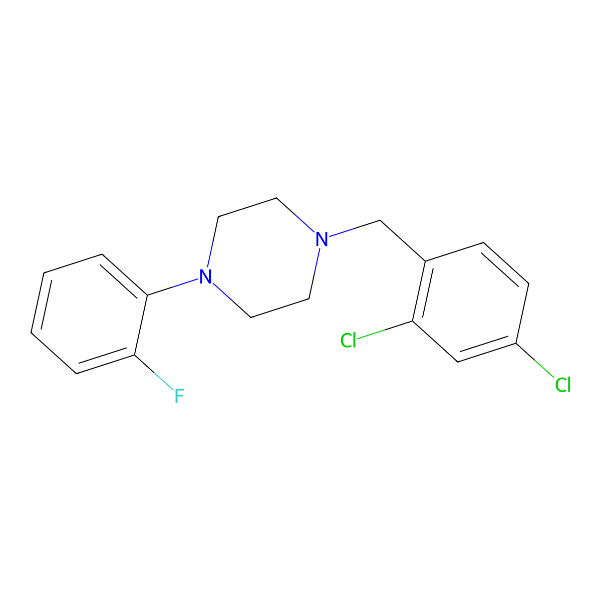 1-(2,4-Dichlorobenzyl)-4-(2-fluorophenyl)piperazine molecular structure, CAS 331976-15-9