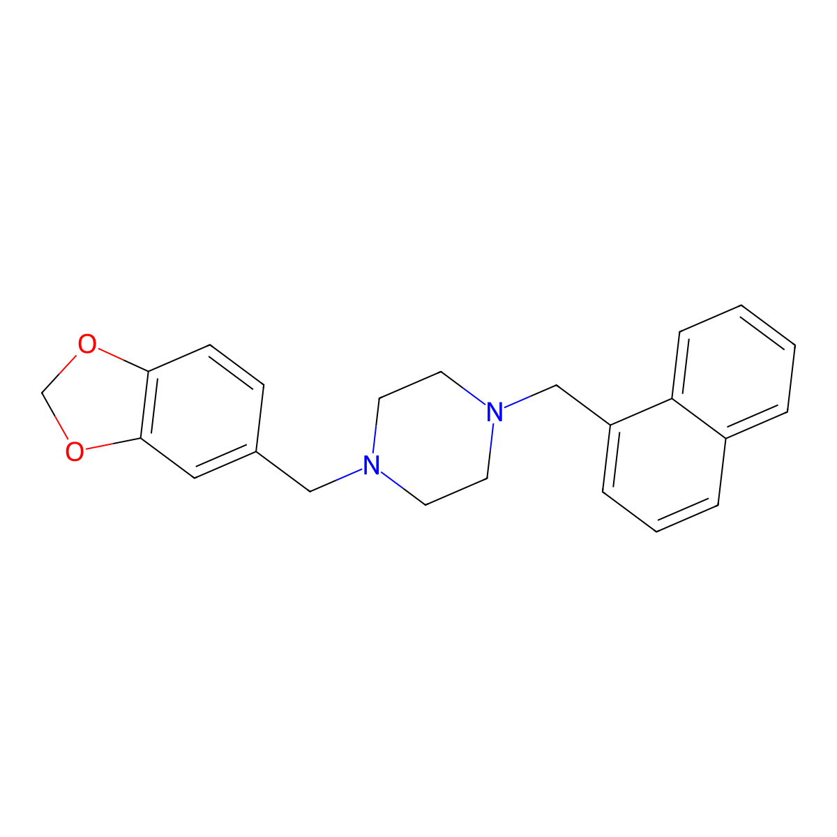 1-(1,3-Benzodioxol-5-ylmethyl)-4-(naphthalen-1-ylmethyl)piperazine molecular structure, CAS 331976-27-3