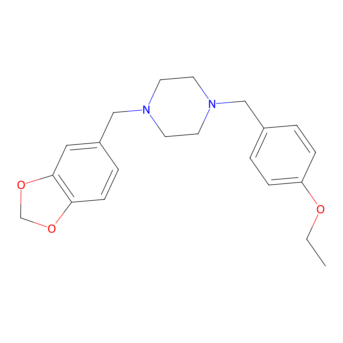 1-(1,3-Benzodioxol-5-ylmethyl)-4-(4-ethoxybenzyl)piperazine molecular structure, CAS 331976-94-4