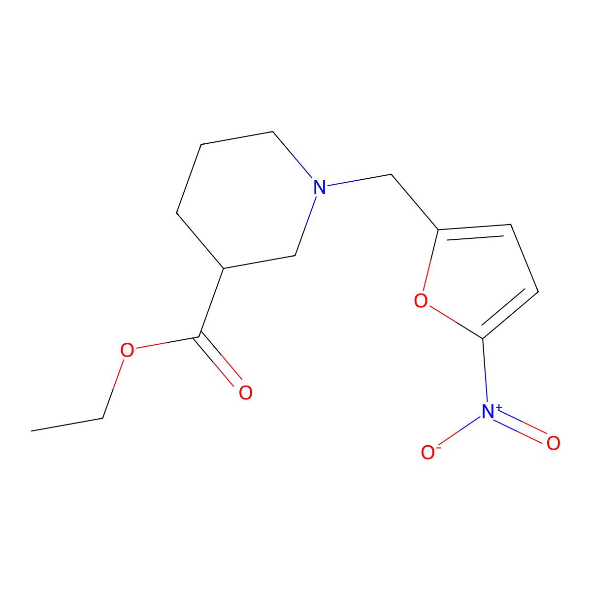 Ethyl 1-[(5-nitrofuran-2-yl)methyl]piperidine-3-carboxylate molecular structure, CAS 331977-04-9