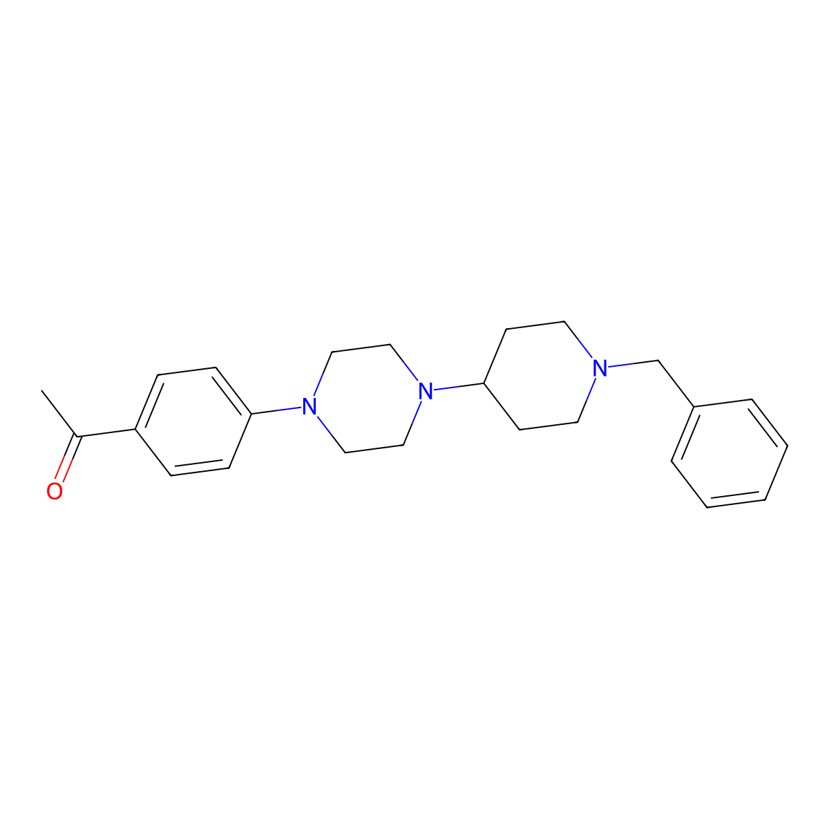 Piperazine, 1-(4-acetylphenyl)-4-(1-benzyl-4-piperidyl)- molecular structure, CAS 331978-89-3