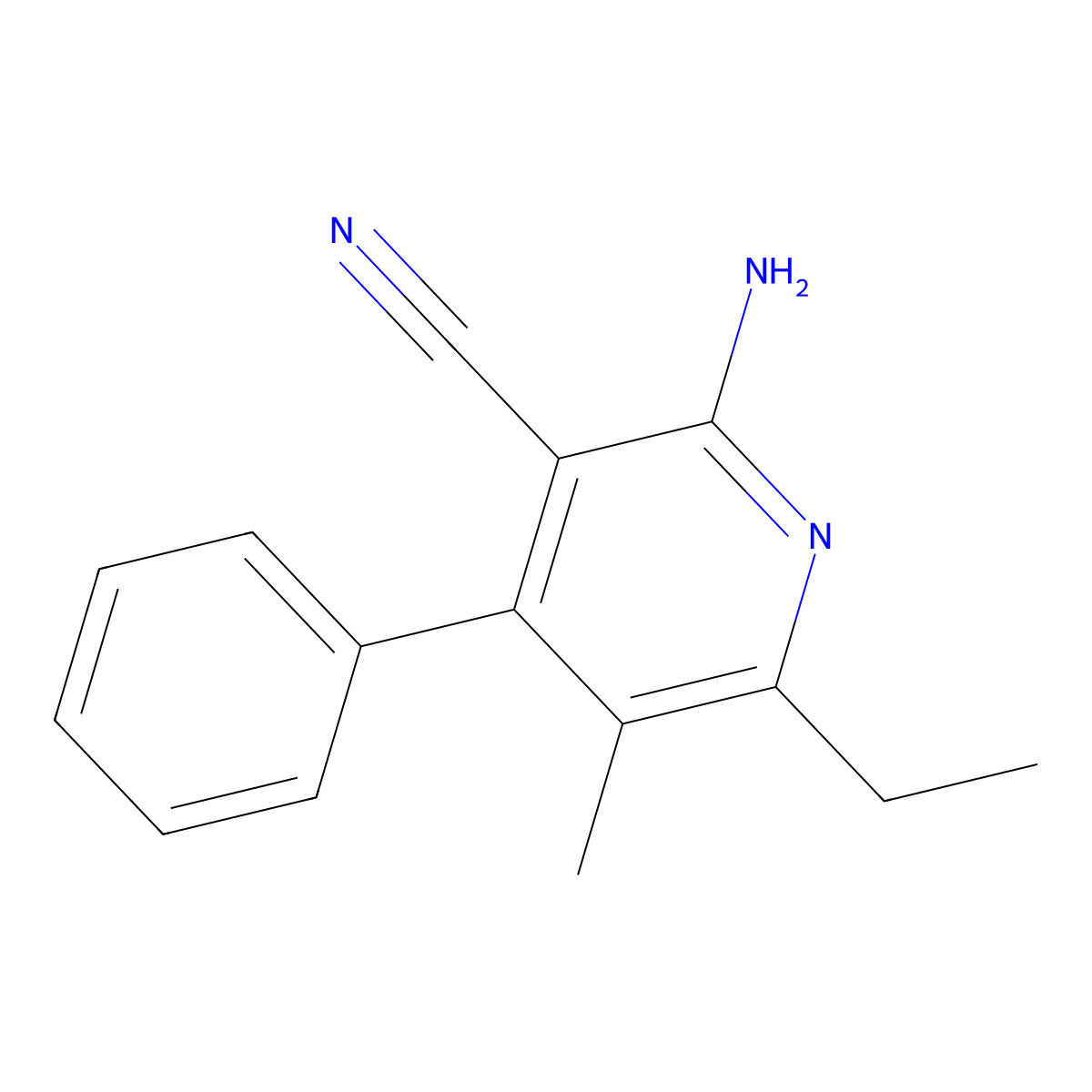 2-Amino-6-ethyl-5-methyl-4-phenylnicotinonitrile molecular structure, CAS 331979-91-0