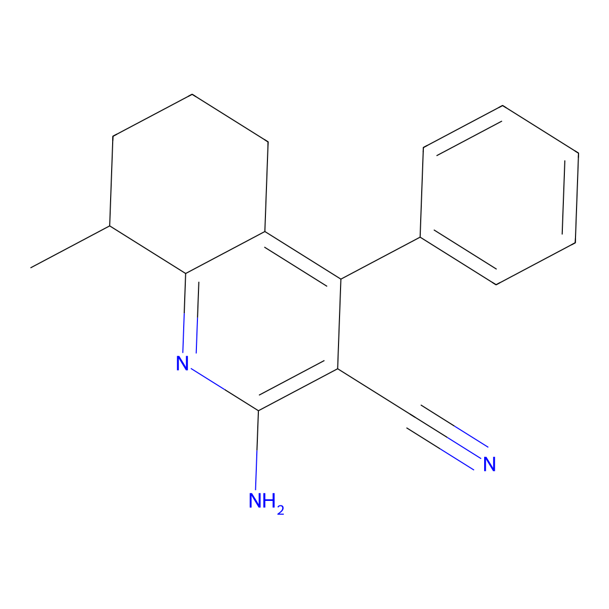 2-Amino-8-methyl-4-phenyl-5,6,7,8-tetrahydroquinoline-3-carbonitrile molecular structure, CAS 331979-92-1