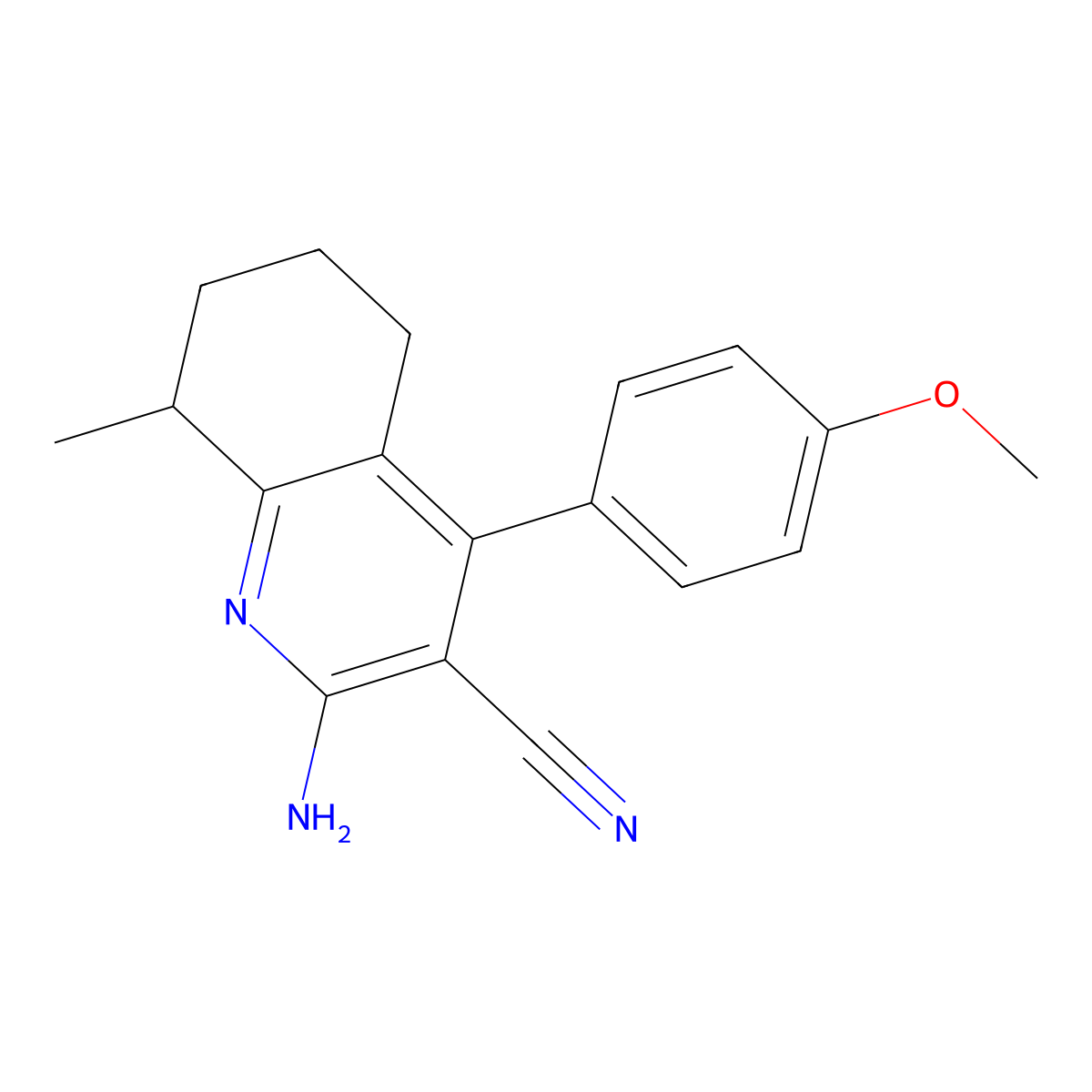 2-Amino-4-(4-methoxyphenyl)-8-methyl-5,6,7,8-tetrahydroquinoline-3-carbonitrile molecular structure, CAS 331979-97-6