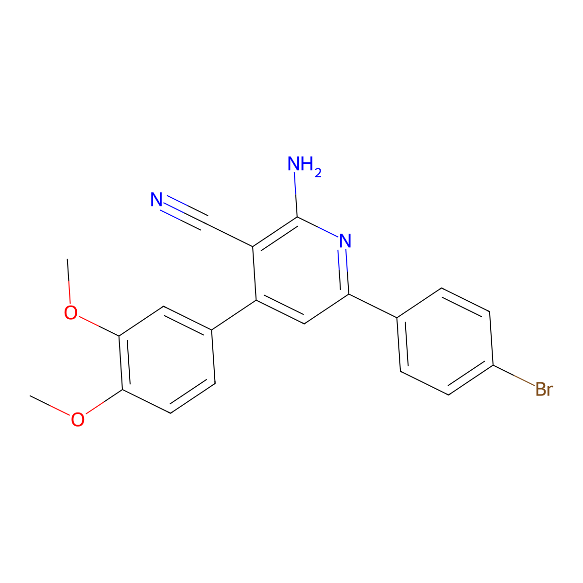 2-Amino-6-(4-bromophenyl)-4-(3,4-dimethoxyphenyl)nicotinonitrile molecular structure, CAS 331981-00-1