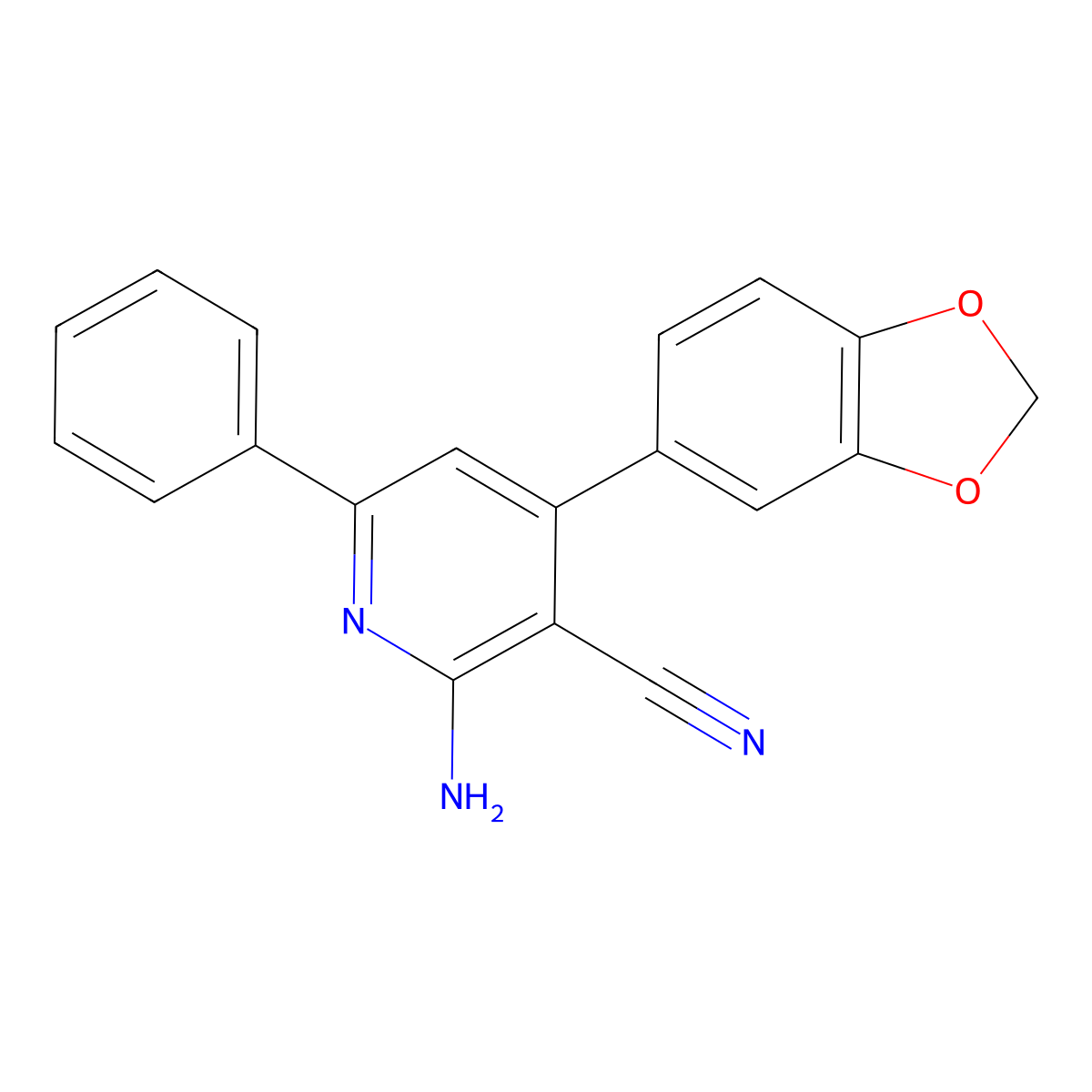 2-Amino-4-(benzo[d][1,3]dioxol-5-yl)-6-phenylnicotinonitrile molecular structure, CAS 331981-12-5