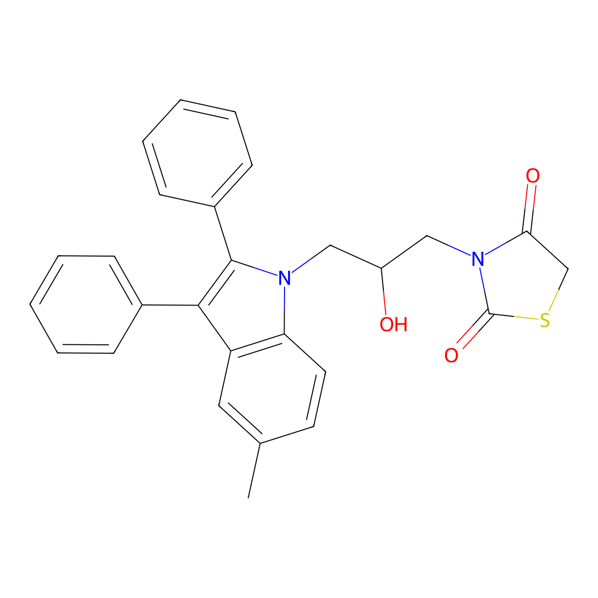 3-[2-hydroxy-3-(5-methyl-2,3-diphenyl-1H-indol-1-yl)propyl]-1,3-thiazolidine-2,4-dione molecular structure, CAS 331981-41-0