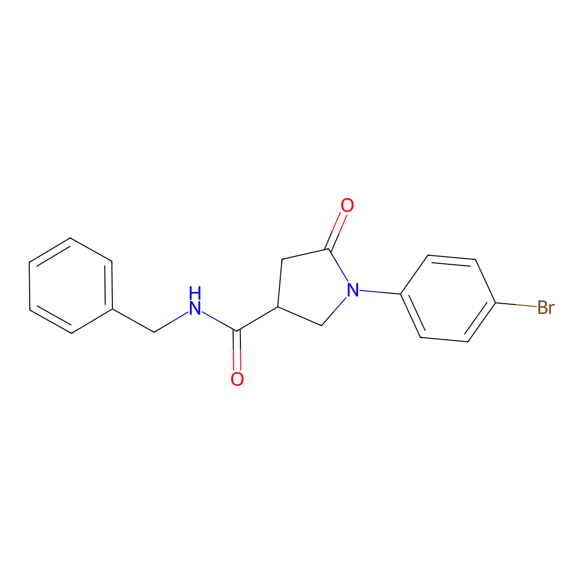 N-benzyl-1-(4-bromophenyl)-5-oxopyrrolidine-3-carboxamide molecular structure, CAS 331981-74-9