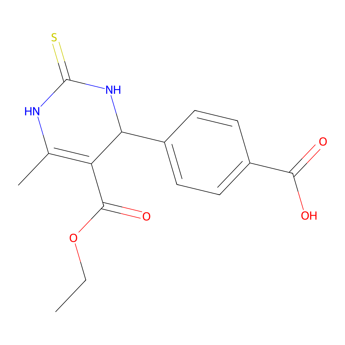 4-(5-(Ethoxycarbonyl)-6-methyl-2-thioxo-1,2,3,4-tetrahydropyrimidin-4-yl)benzoic acid molecular structure, CAS 331981-76-1