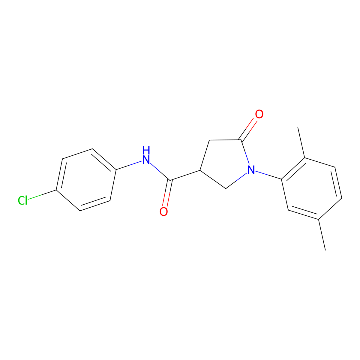 N-(4-chlorophenyl)-1-(2,5-dimethylphenyl)-5-oxopyrrolidine-3-carboxamide molecular structure, CAS 331981-77-2
