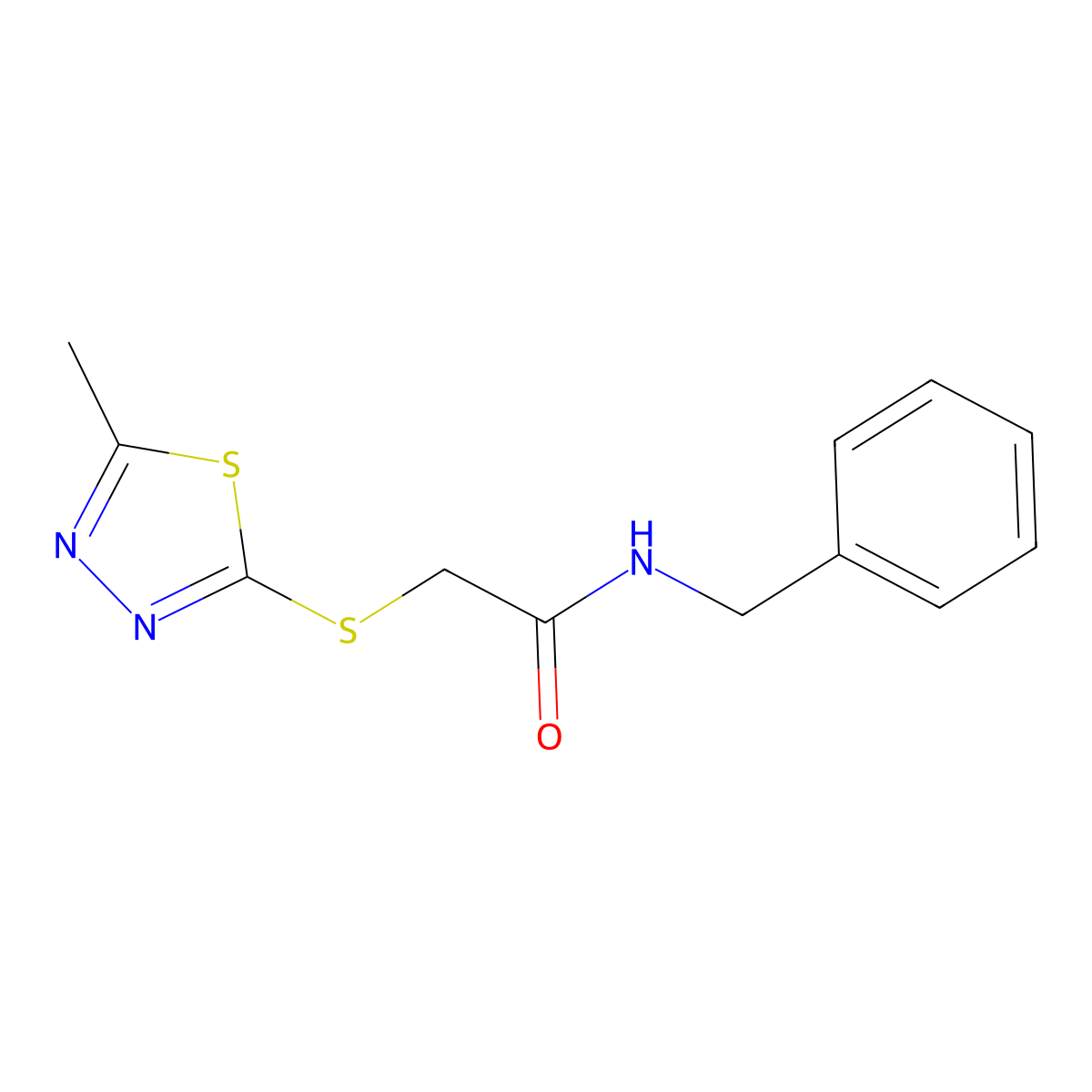 N-benzyl-2-[(5-methyl-1,3,4-thiadiazol-2-yl)sulfanyl]acetamide molecular structure, CAS 331982-03-7