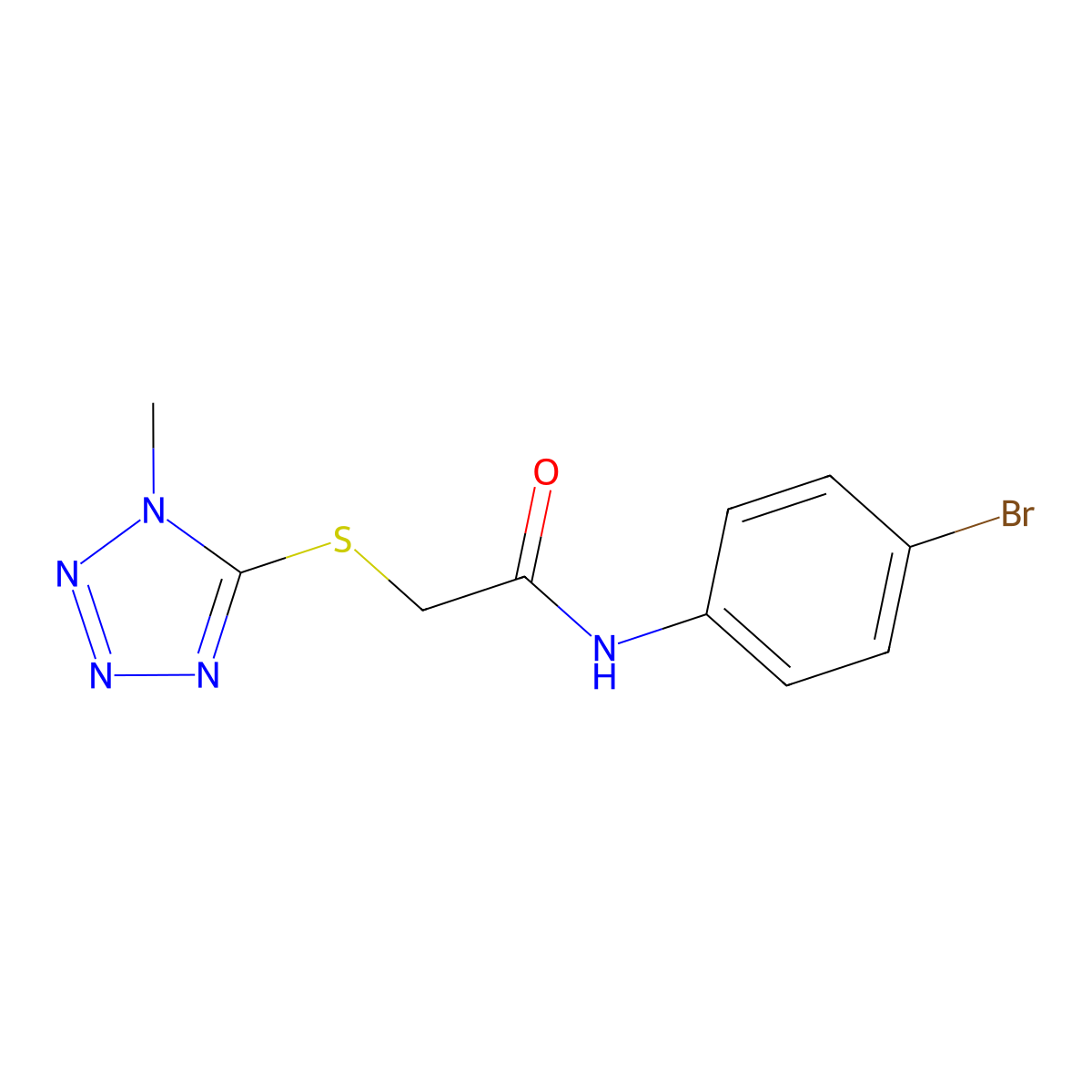 N-(4-bromophenyl)-2-(1-methyltetrazol-5-yl)sulfanylacetamide molecular structure, CAS 331982-06-0