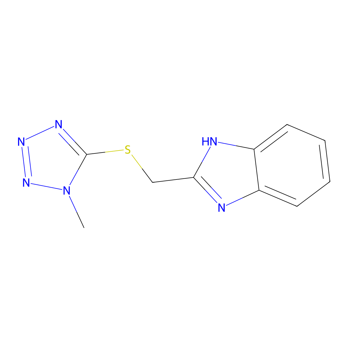 2-[(1-methyltetrazol-5-yl)sulfanylmethyl]-1H-benzimidazole molecular structure, CAS 331982-09-3