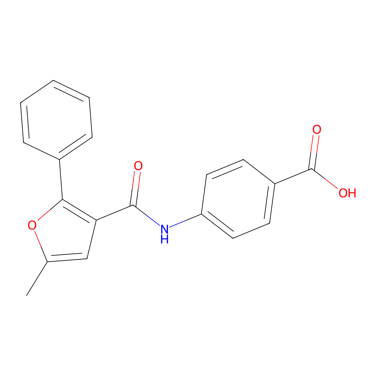 4-[(5-Methyl-2-phenyl-furan-3-carbonyl)-amino]-benzoic acid molecular structure, CAS 331982-12-8