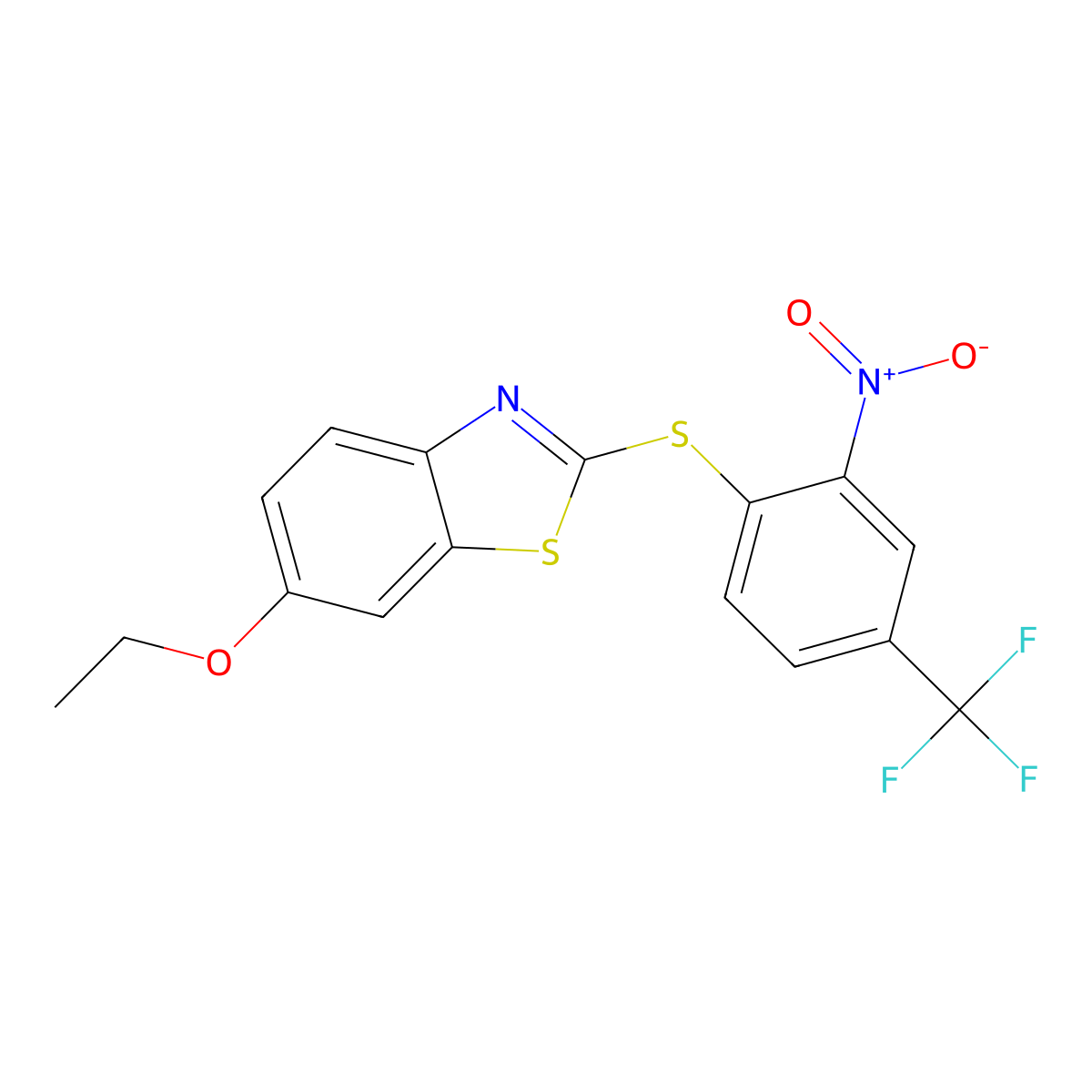 6-Ethoxy-2-{[2-nitro-4-(trifluoromethyl)phenyl]sulfanyl}-1,3-benzothiazole molecular structure, CAS 331982-33-3