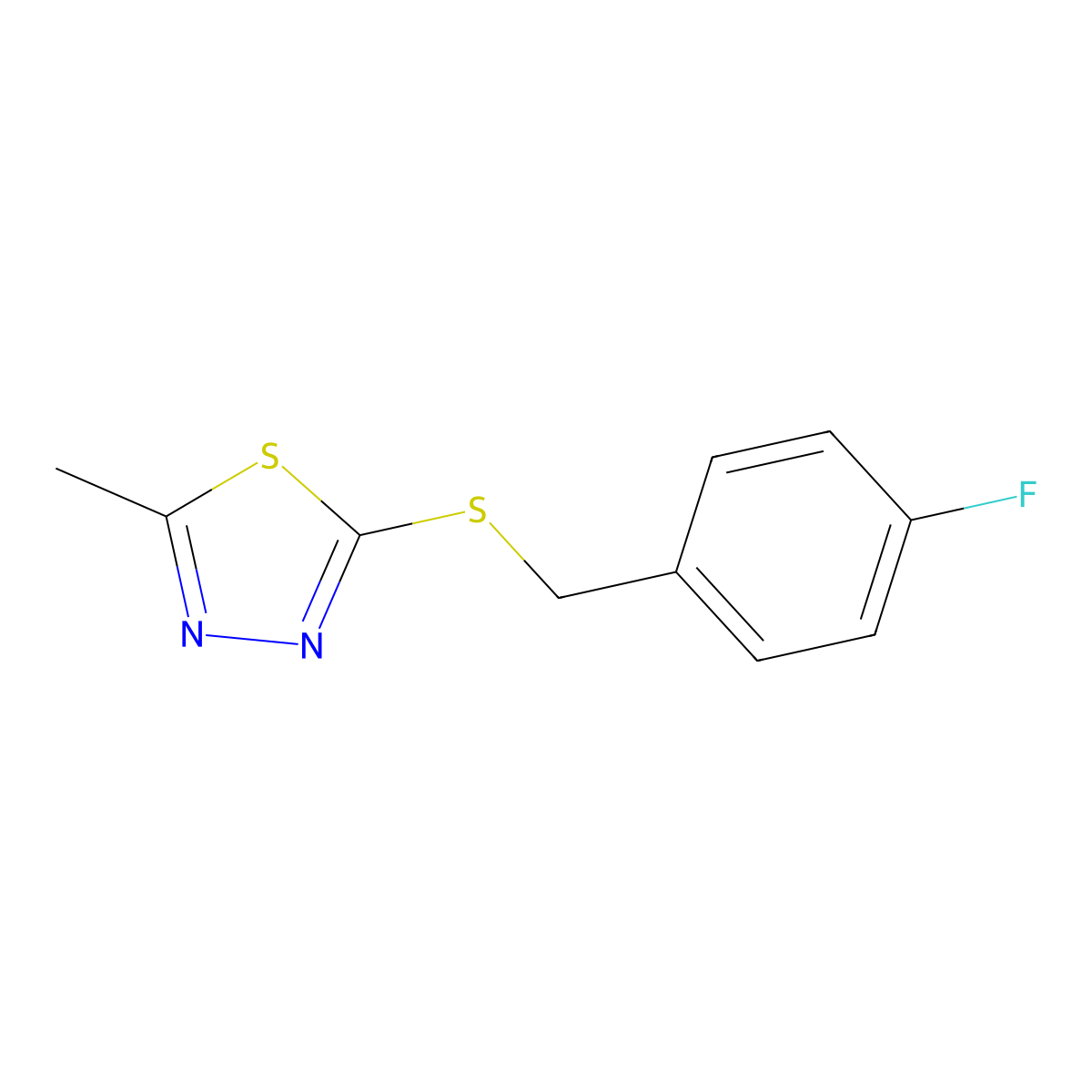 4-Fluorobenzyl 5-methyl-1,3,4-thiadiazol-2-yl sulfide molecular structure, CAS 331982-37-7