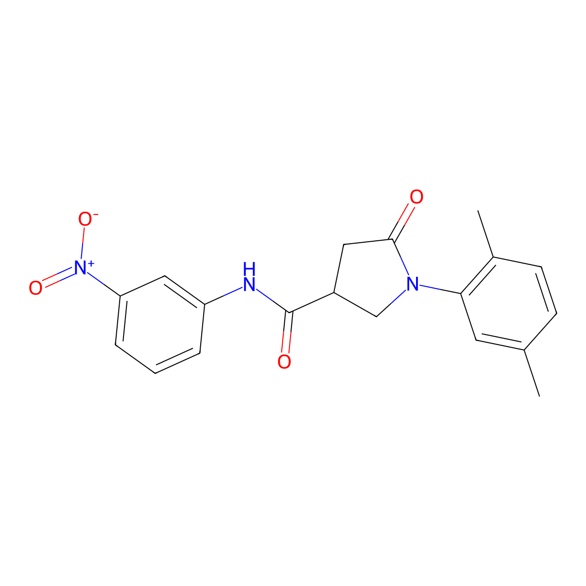 1-(2,5-dimethylphenyl)-N-(3-nitrophenyl)-5-oxopyrrolidine-3-carboxamide molecular structure, CAS 331982-40-2