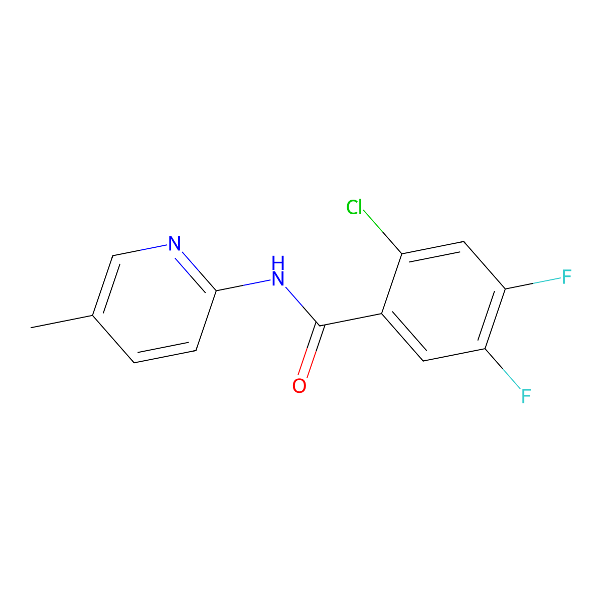 2-chloro-4,5-difluoro-N-(5-methylpyridin-2-yl)benzamide molecular structure, CAS 331982-43-5