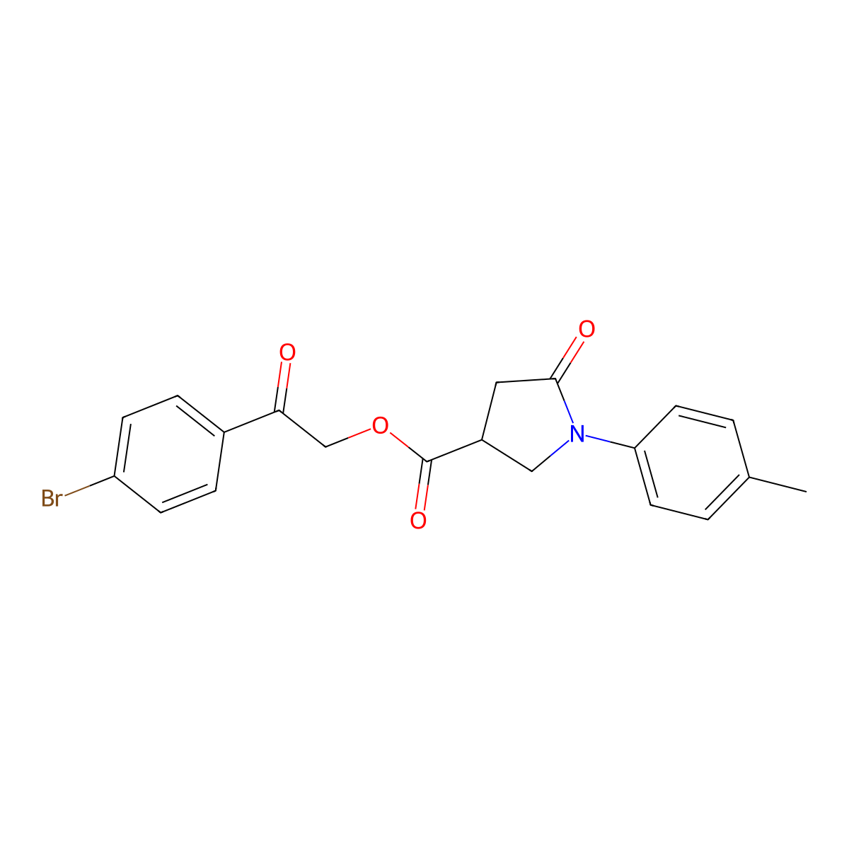 2-(4-Bromophenyl)-2-oxoethyl 1-(4-methylphenyl)-5-oxo-3-pyrrolidinecarboxylate molecular structure, CAS 331982-74-2