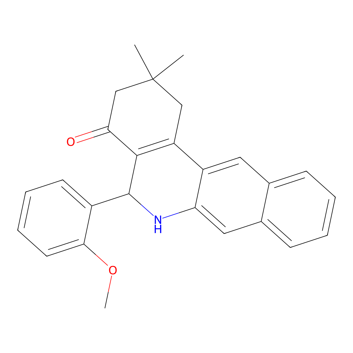 5-(2-Methoxyphenyl)-2,2-dimethyl-1,3,5,6-tetrahydrobenzo[b]phenanthridin-4-one molecular structure, CAS 331982-79-7