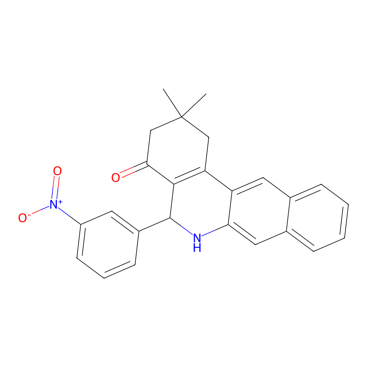 2,2-Dimethyl-5-(3-nitrophenyl)-1,3,5,6-tetrahydrobenzo[b]phenanthridin-4-one molecular structure, CAS 331982-84-4