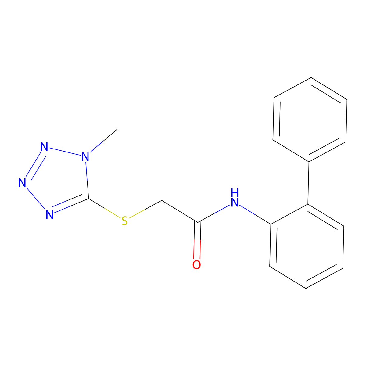 2-[(1-methyl-5-tetrazolyl)thio]-N-(2-phenylphenyl)acetamide molecular structure, CAS 331982-85-5