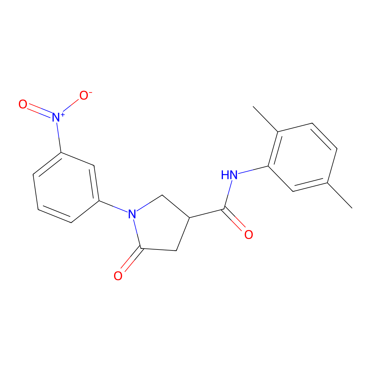 N-(2,5-dimethylphenyl)-1-(3-nitrophenyl)-5-oxopyrrolidine-3-carboxamide molecular structure, CAS 331982-86-6