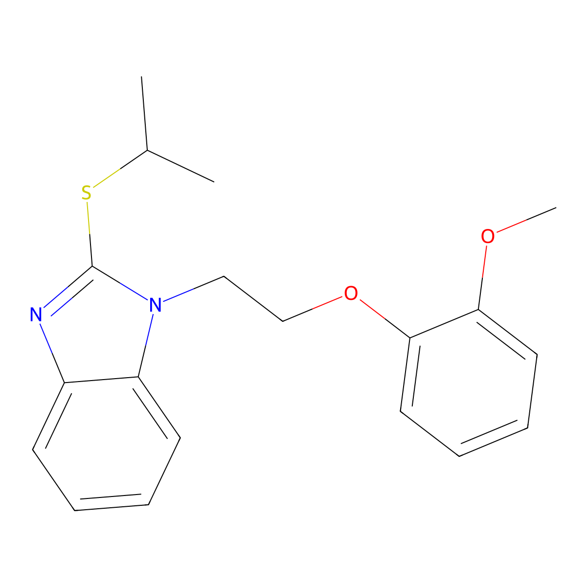2-Methoxy-1-{2-[2-(methylethylthio)benzimidazolyl]ethoxy}benzene molecular structure, CAS 331983-58-5