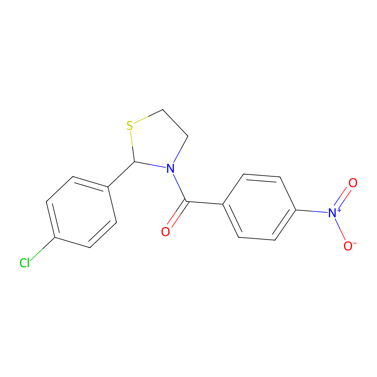 [2-(4-Chloro-phenyl)-thiazolidin-3-yl]-(4-nitro-phenyl)-methanone molecular structure, CAS 331986-16-4