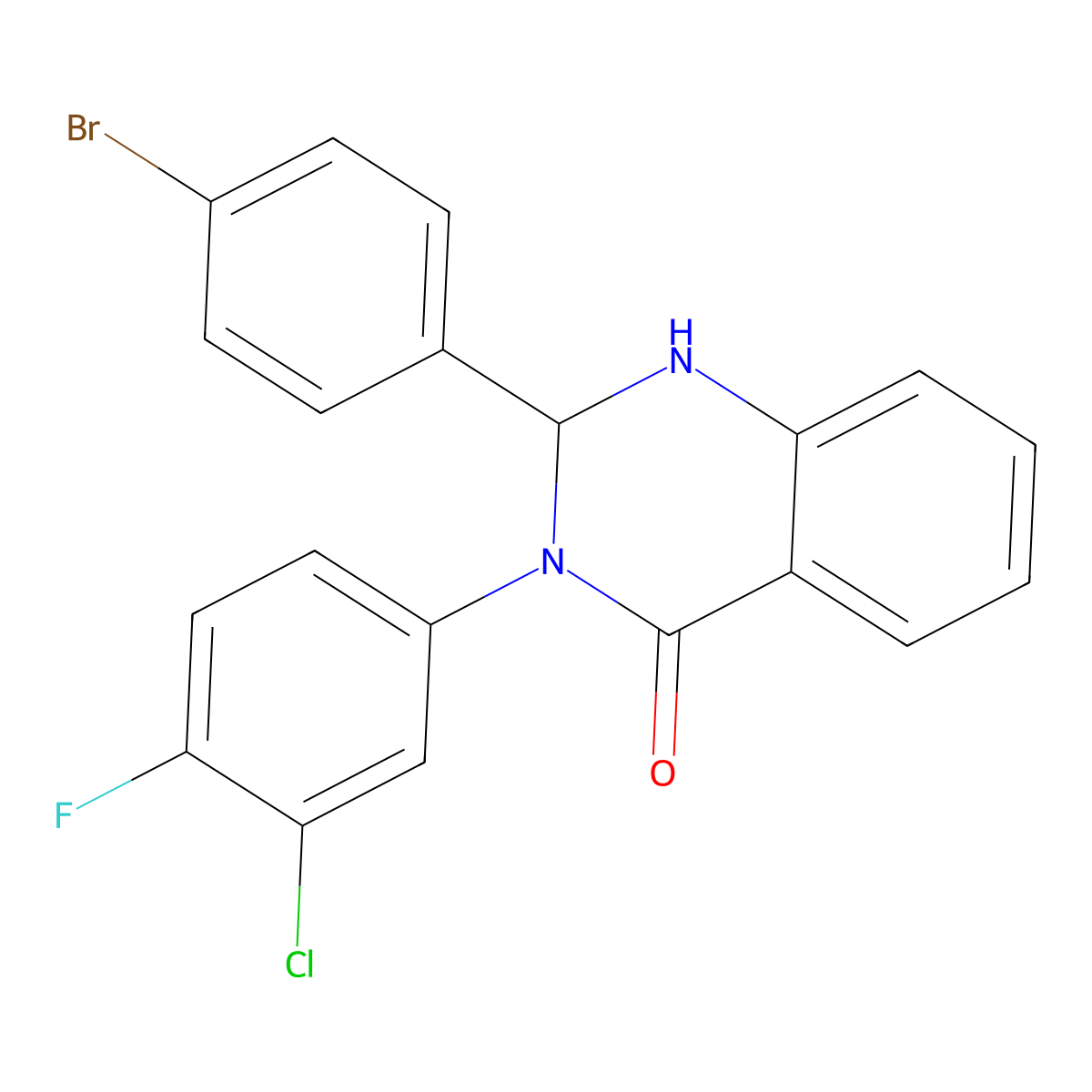 2-(4-Bromophenyl)-3-(3-chloro-4-fluorophenyl)-1,2-dihydroquinazolin-4-one molecular structure, CAS 331986-27-7