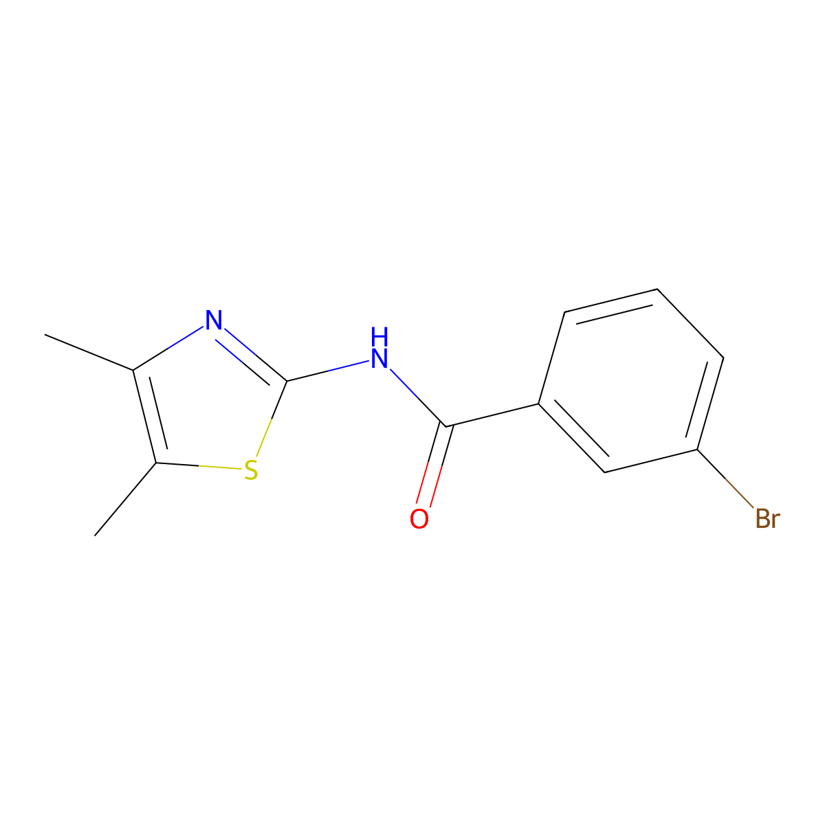 3-bromo-N-(4,5-dimethyl-1,3-thiazol-2-yl)benzamide molecular structure, CAS 331987-01-0