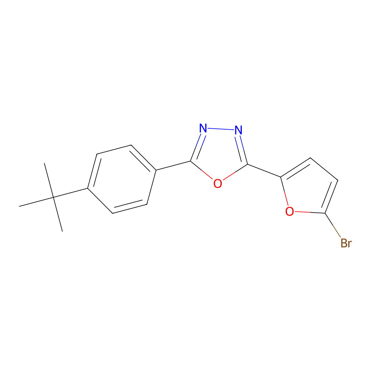 2-(5-Bromofuran-2-yl)-5-(4-tert-butylphenyl)-1,3,4-oxadiazole molecular structure, CAS 331987-24-7