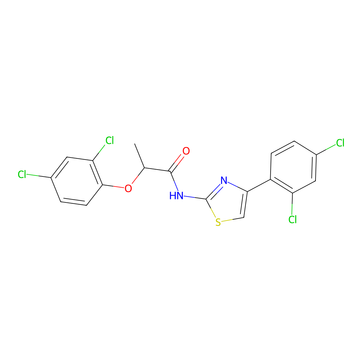 2-(2,4-dichlorophenoxy)-N-[4-(2,4-dichlorophenyl)-1,3-thiazol-2-yl]propanamide molecular structure, CAS 331987-30-5