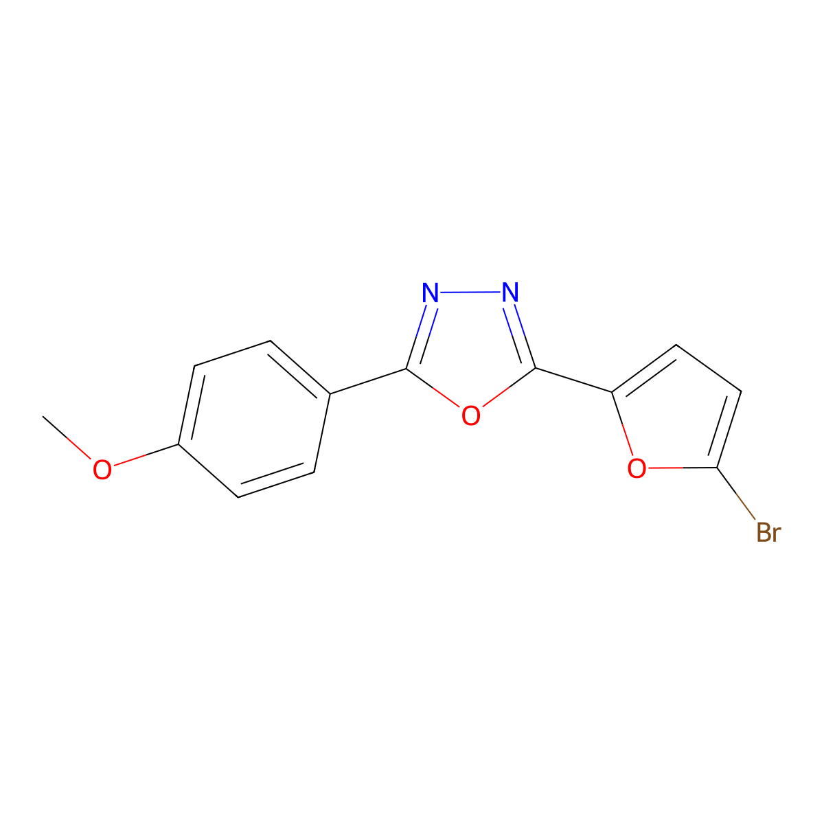 2-(5-Bromofuran-2-yl)-5-(4-methoxyphenyl)-1,3,4-oxadiazole molecular structure, CAS 331987-37-2