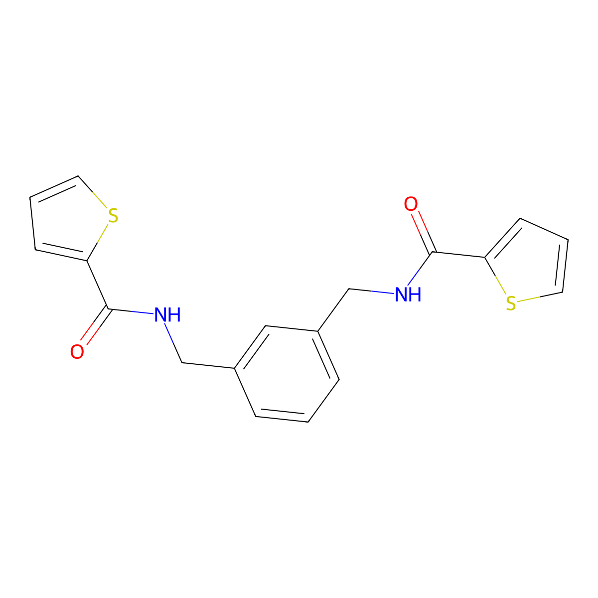 N,N'-(1,3-Phenylenebis(methylene))bis(thiophene-2-carboxamide) molecular structure, CAS 331987-72-5