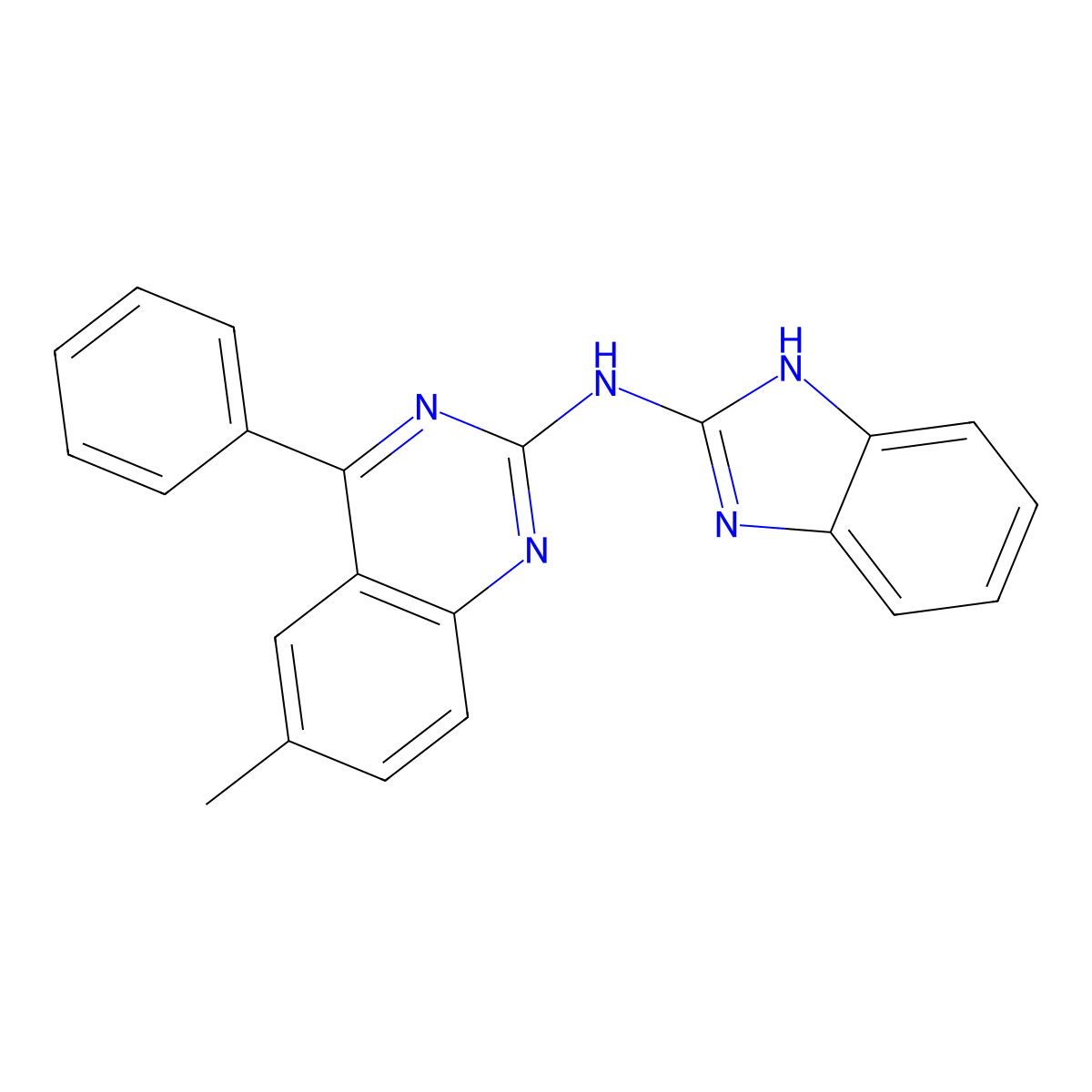 N-(1H-benzimidazol-2-yl)-6-methyl-4-phenylquinazolin-2-amine molecular structure, CAS 331988-55-7