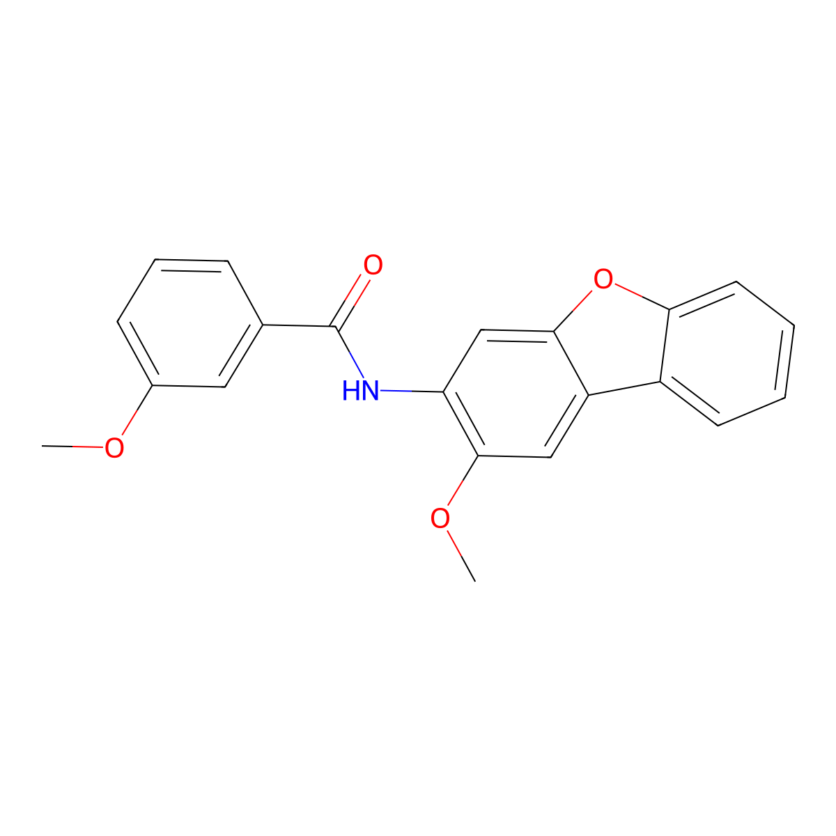 3-methoxy-N-(2-methoxydibenzo[b,d]furan-3-yl)benzamide molecular structure, CAS 331989-44-7