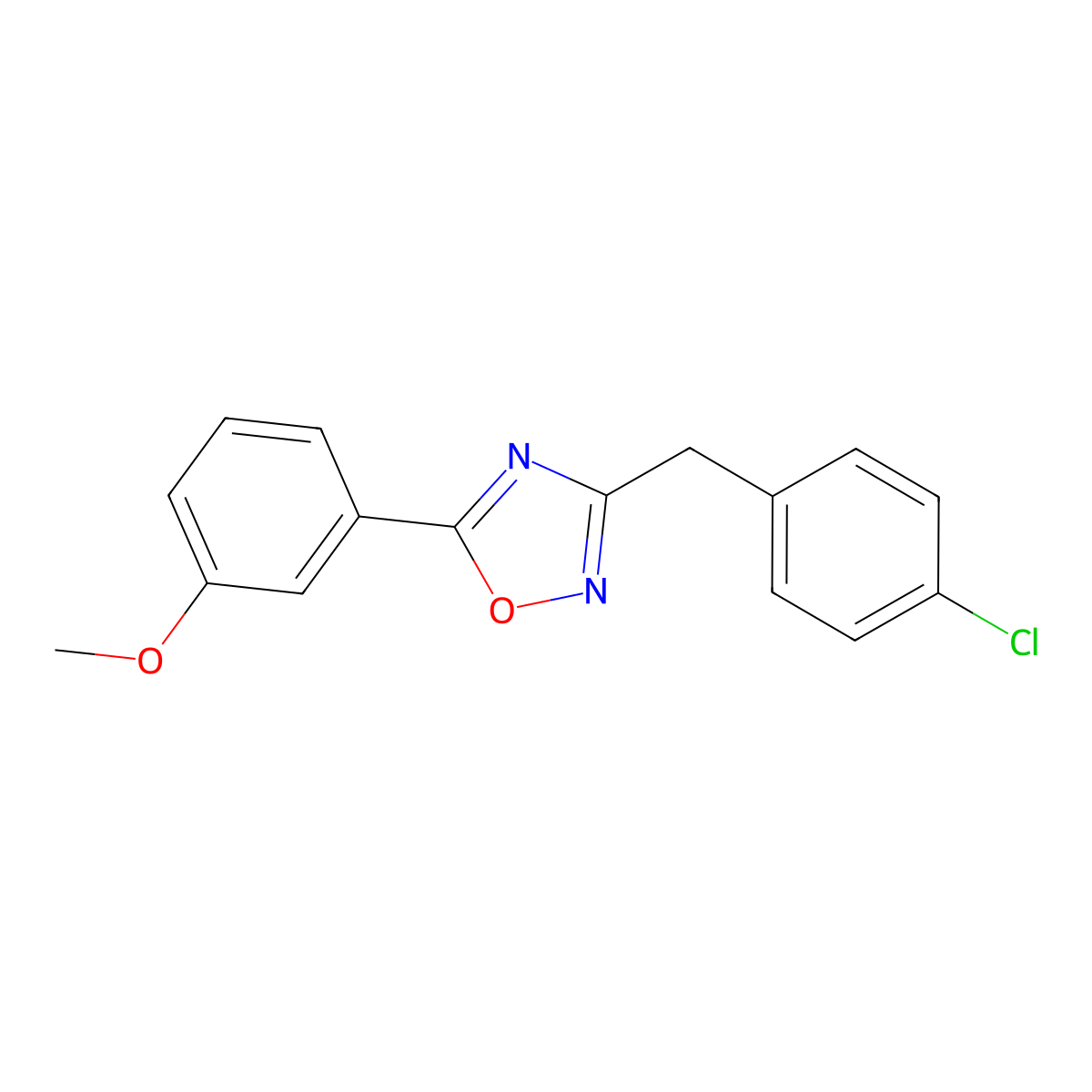 3-(4-Chlorobenzyl)-5-(3-methoxyphenyl)-1,2,4-oxadiazole molecular structure, CAS 331989-57-2