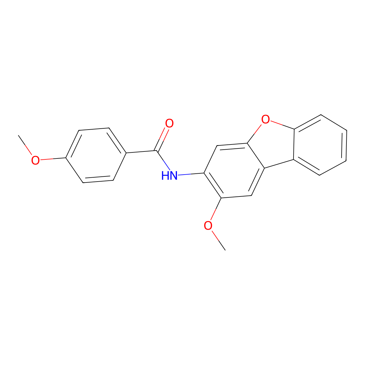 4-methoxy-N-(2-methoxydibenzofuran-3-yl)benzamide molecular structure, CAS 331989-70-9