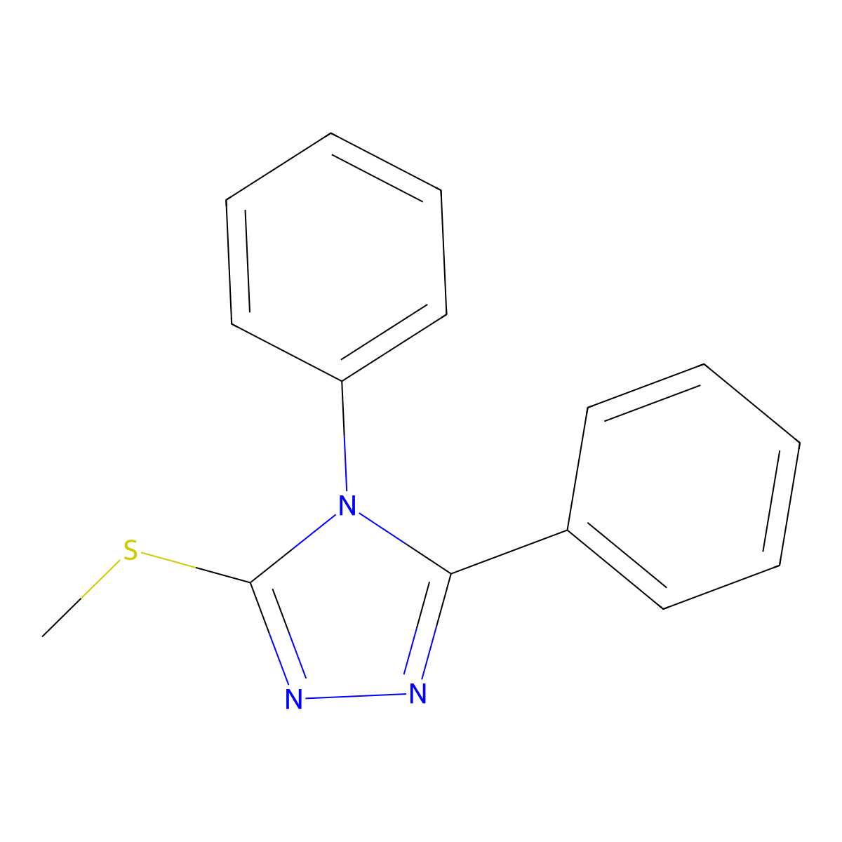 4H-1,2,4-triazole, 3-(methylthio)-4,5-diphenyl- molecular structure, CAS 33199-66-5