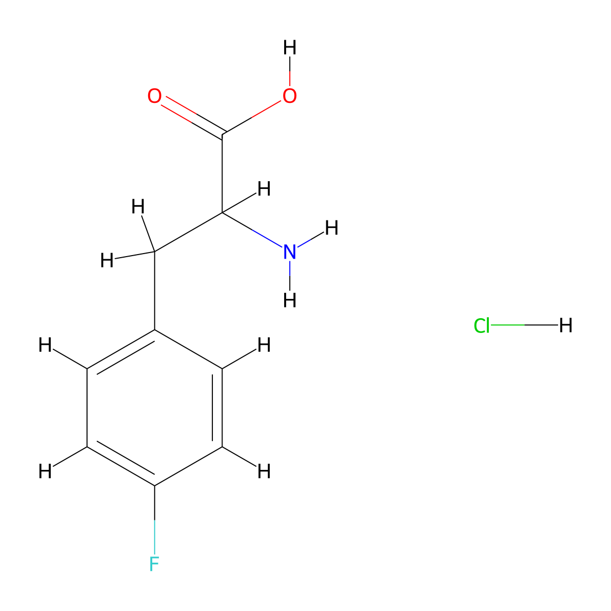 2-Amino-3-(4-fluorophenyl)propanoic acid hydrochloride molecular structure, CAS 332-30-9