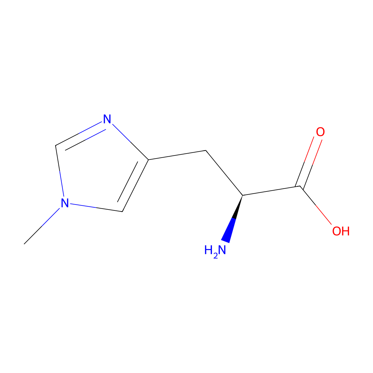 1-Methyl-L-histidine molecular structure, CAS 332-80-9