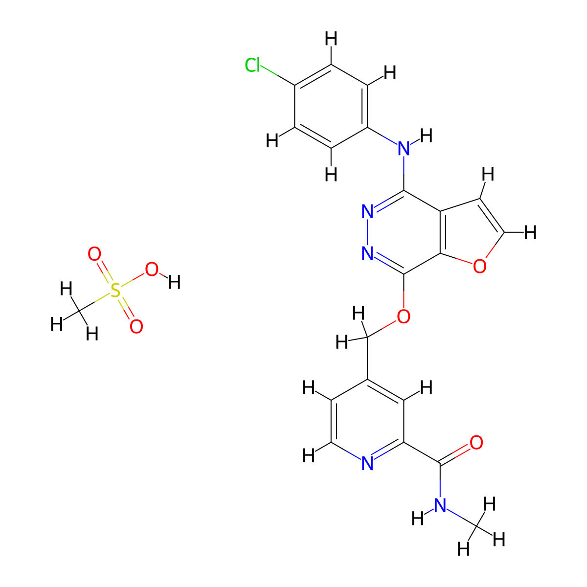Telatinib Mesylate molecular structure, CAS 332013-26-0